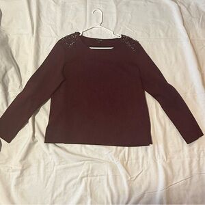 Massimo Dutti Deep Burgundy Long Sleeve Top